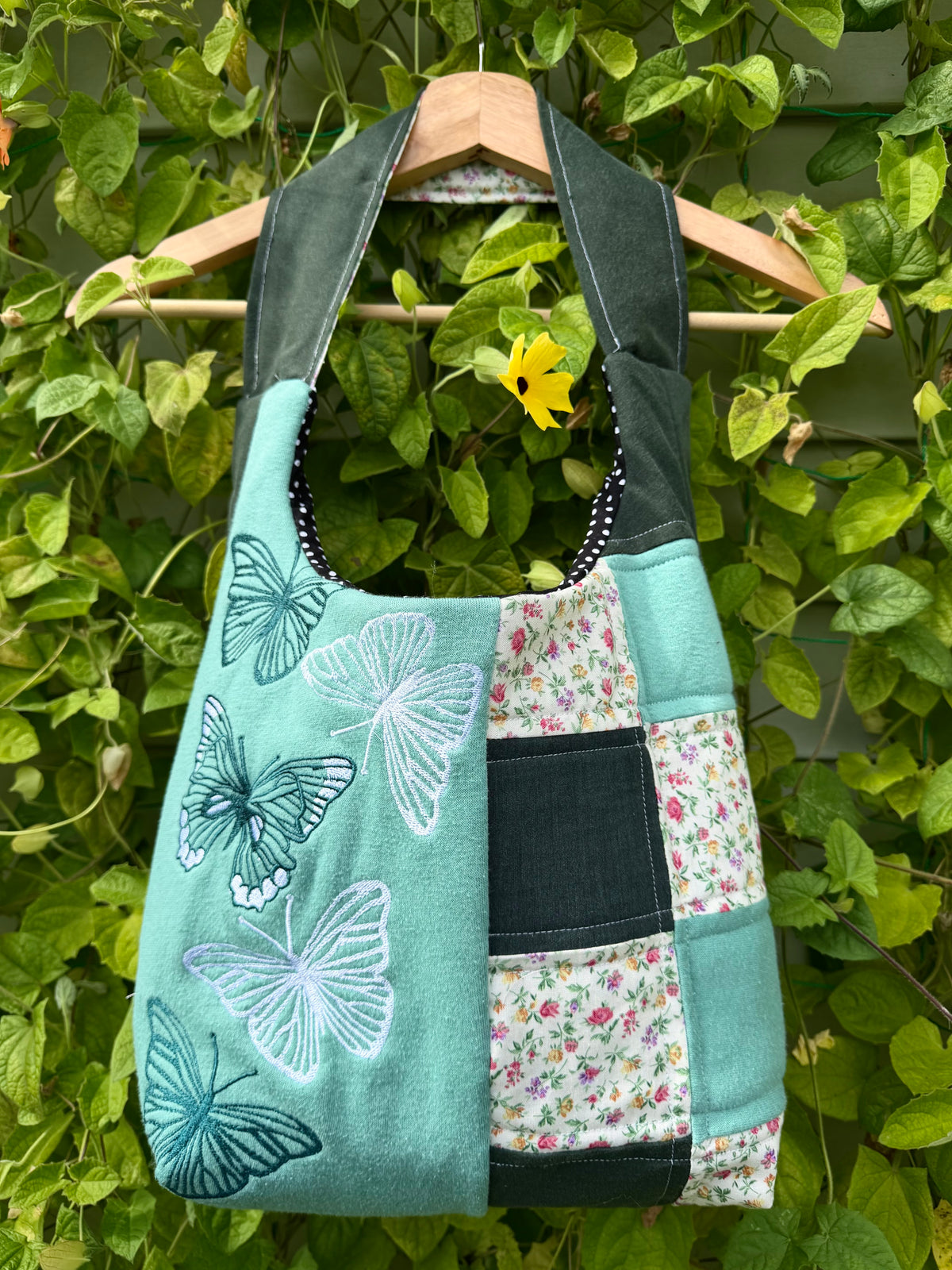 Wings & Wildflowers- One-of-a-Kind Upcycled Tote